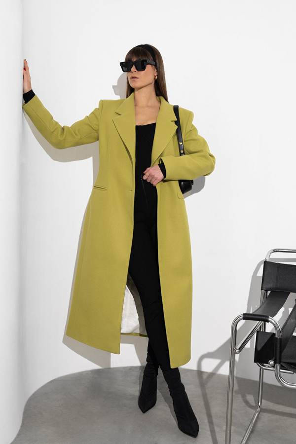 Пальто силуетне оливкового кольору 1