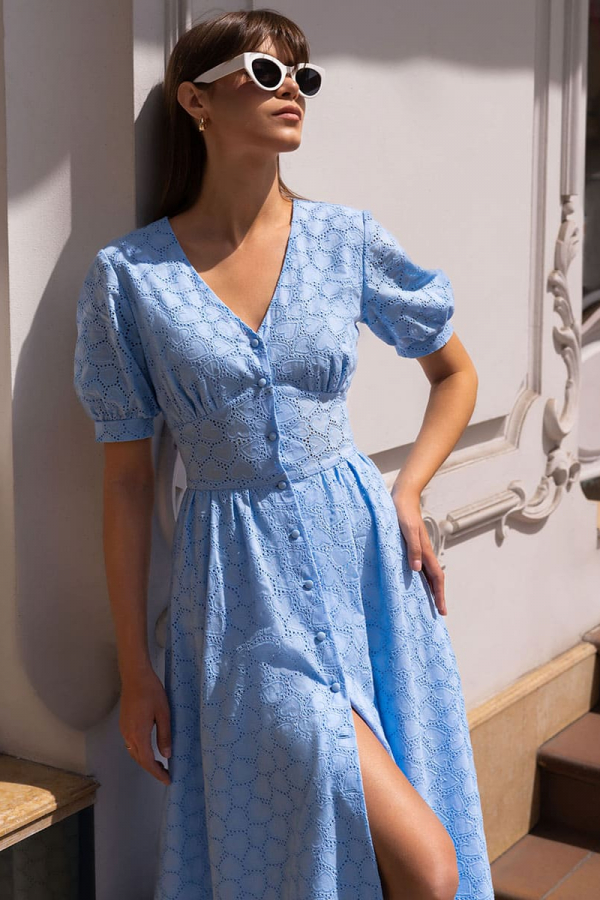 Сукня міді бавовняна блакитного кольору Summer Hearts 1