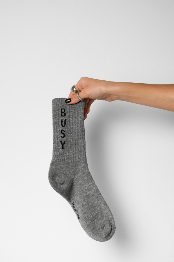 Шкарпетки сірого кольору з принтом BUSY 1