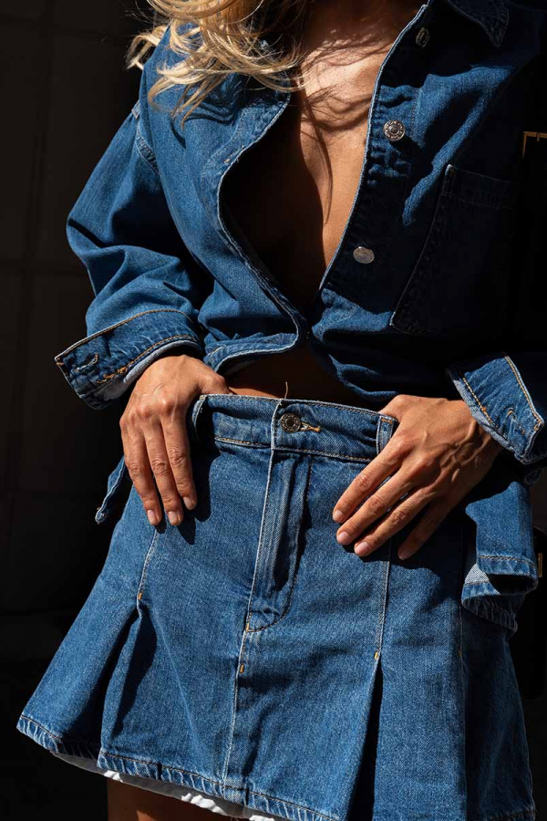 Спідниця-шорти міні джинсова синього кольору 1