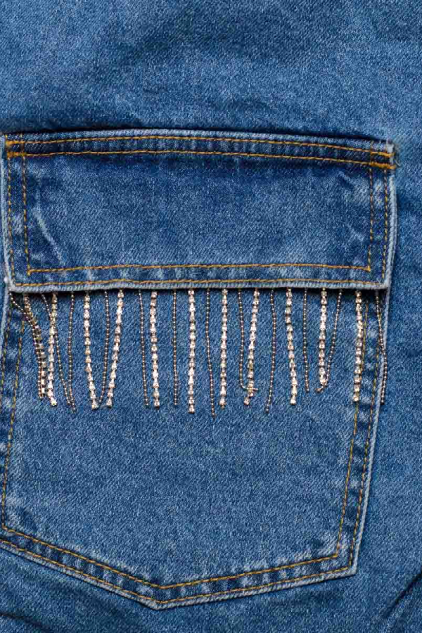 Сорочка джинсова світло-синього кольору з бахромою 1
