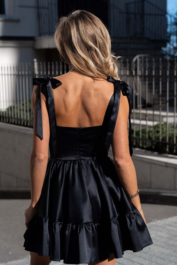 Сукня міні корсетна чорного кольору з зав'язками 1