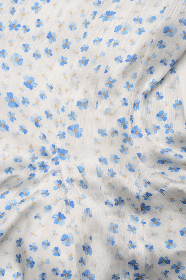 Сукня міні біла в блакитні квіти з комірцем 1