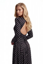 Сукня міді чорного кольору в горох з відкритою спинкою