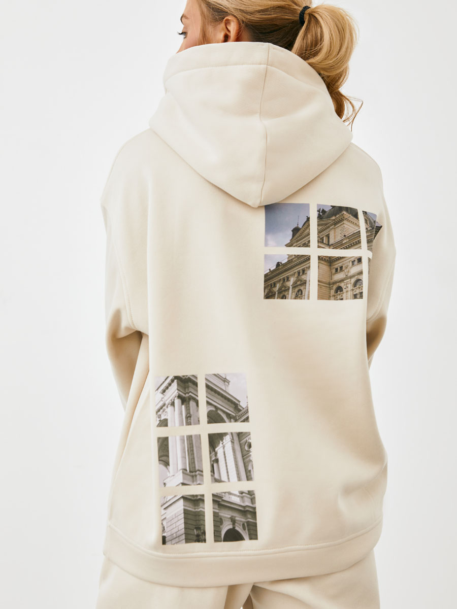 Худі флісовий oversize молочного кольору 2