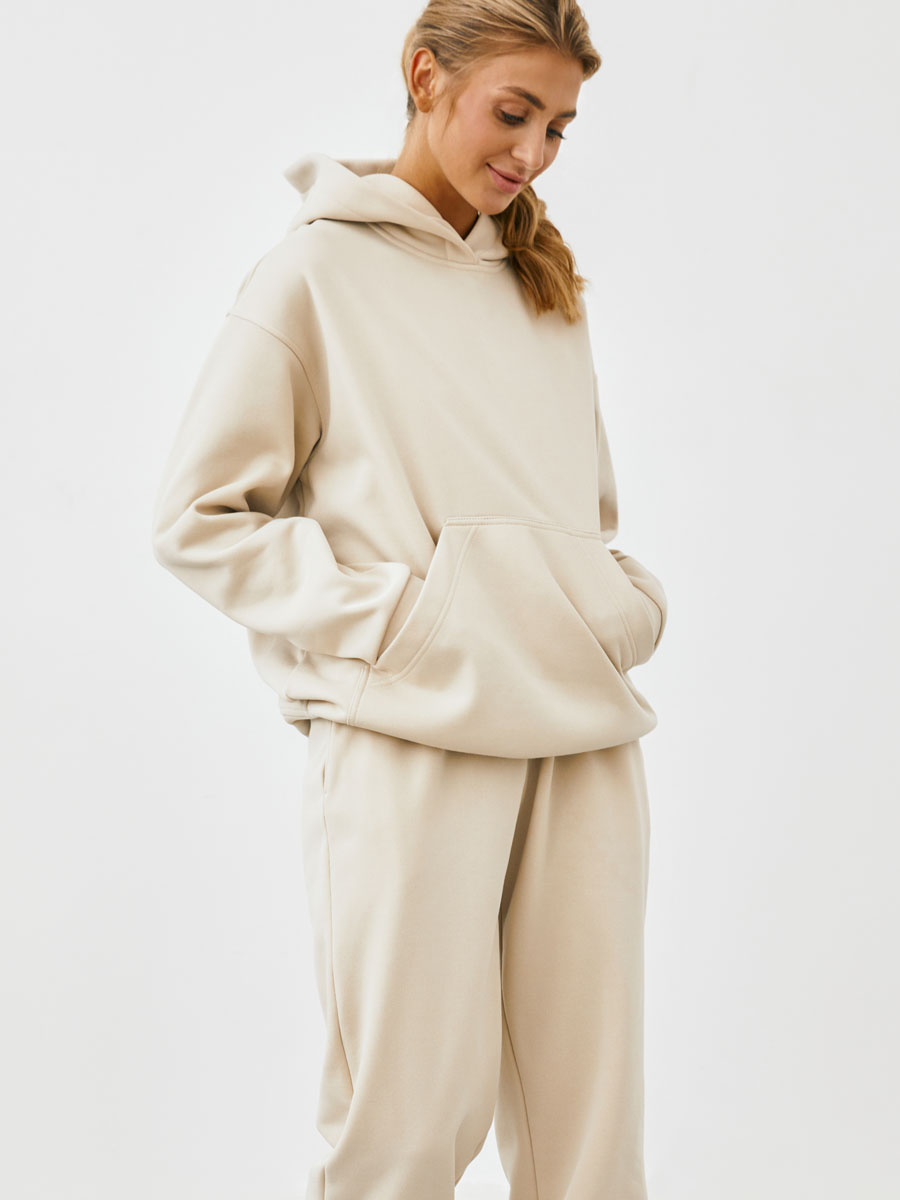 Худі флісовий oversize молочного кольору 3