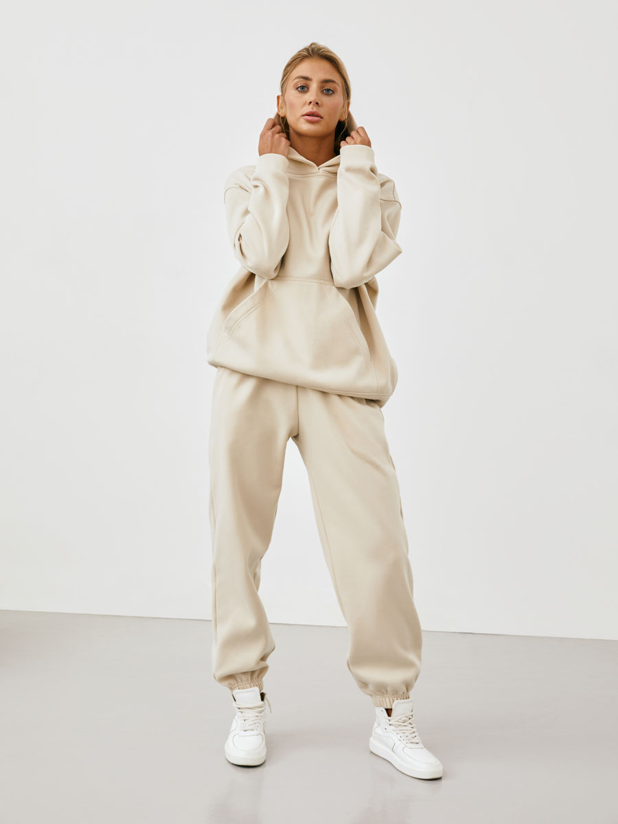 Худі флісовий oversize молочного кольору 4