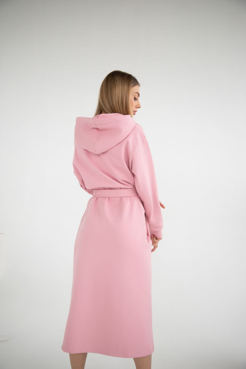 Платье-худи на флисе розового цвета 3
