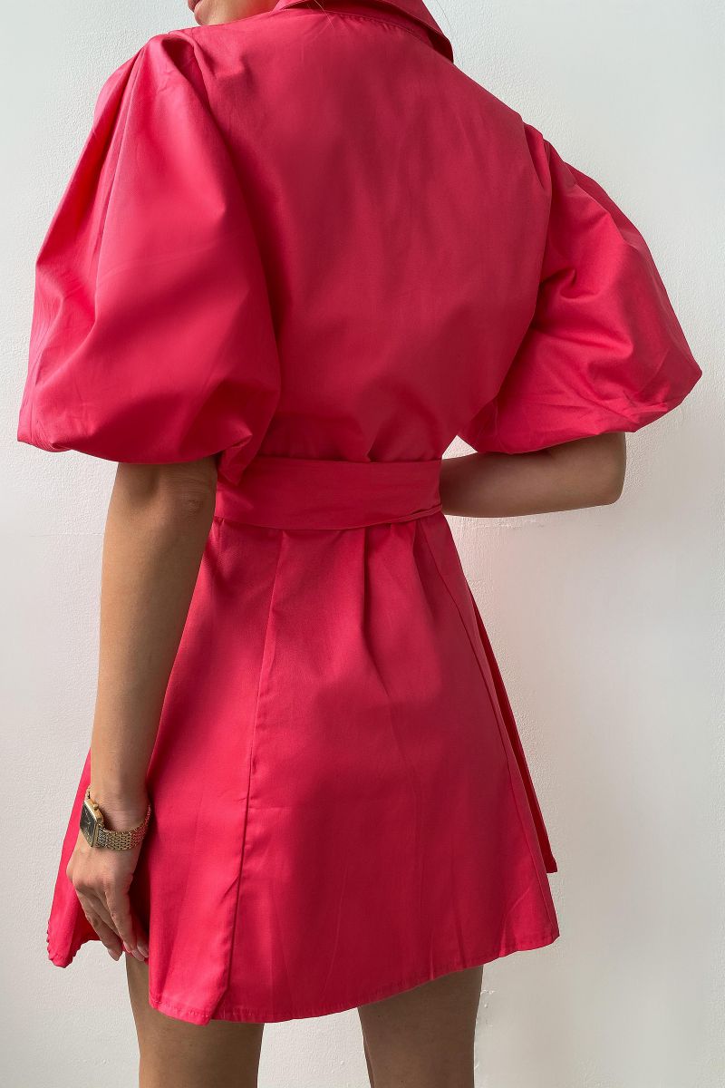 Сукня міні рожева з декоративним поясом 2