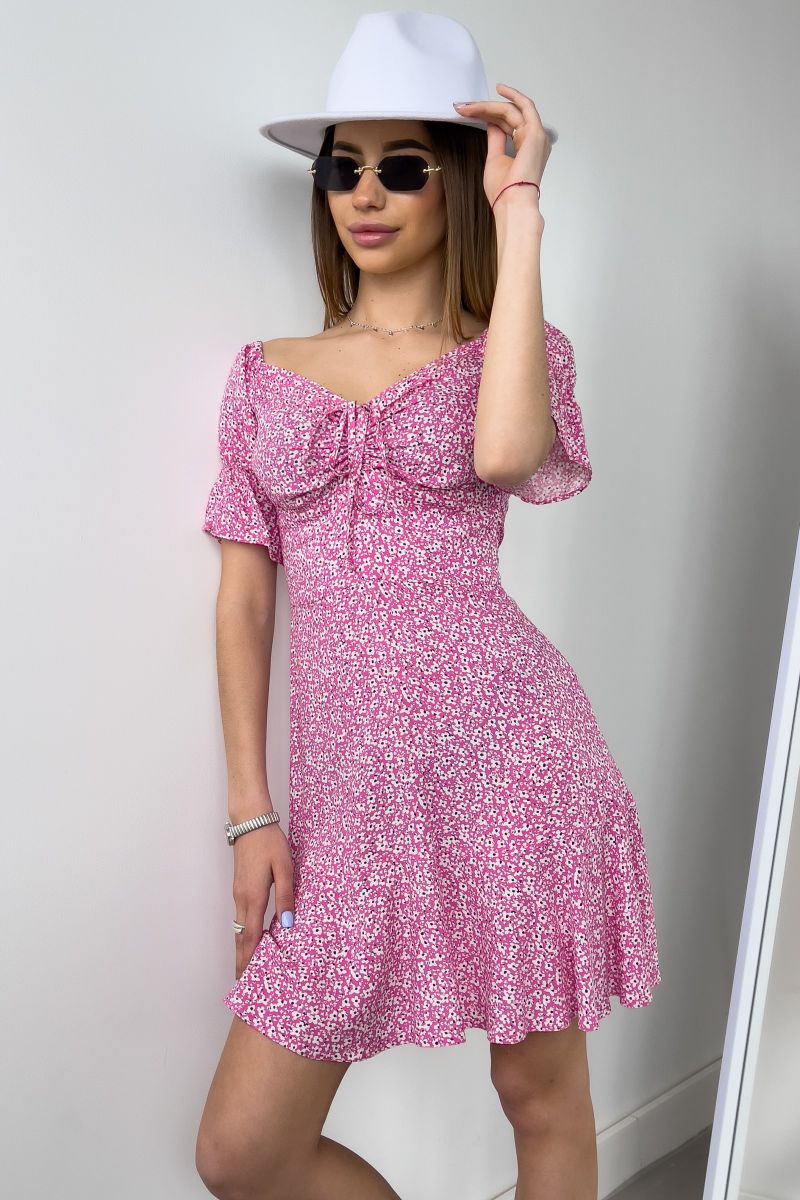 Сукня міні рожева в квітковий принт 6