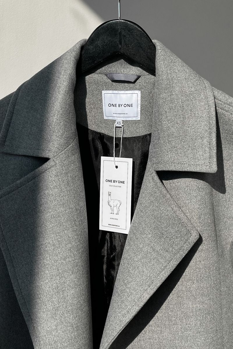 Пальто на запах сірого кольору Alpaca Wool 2