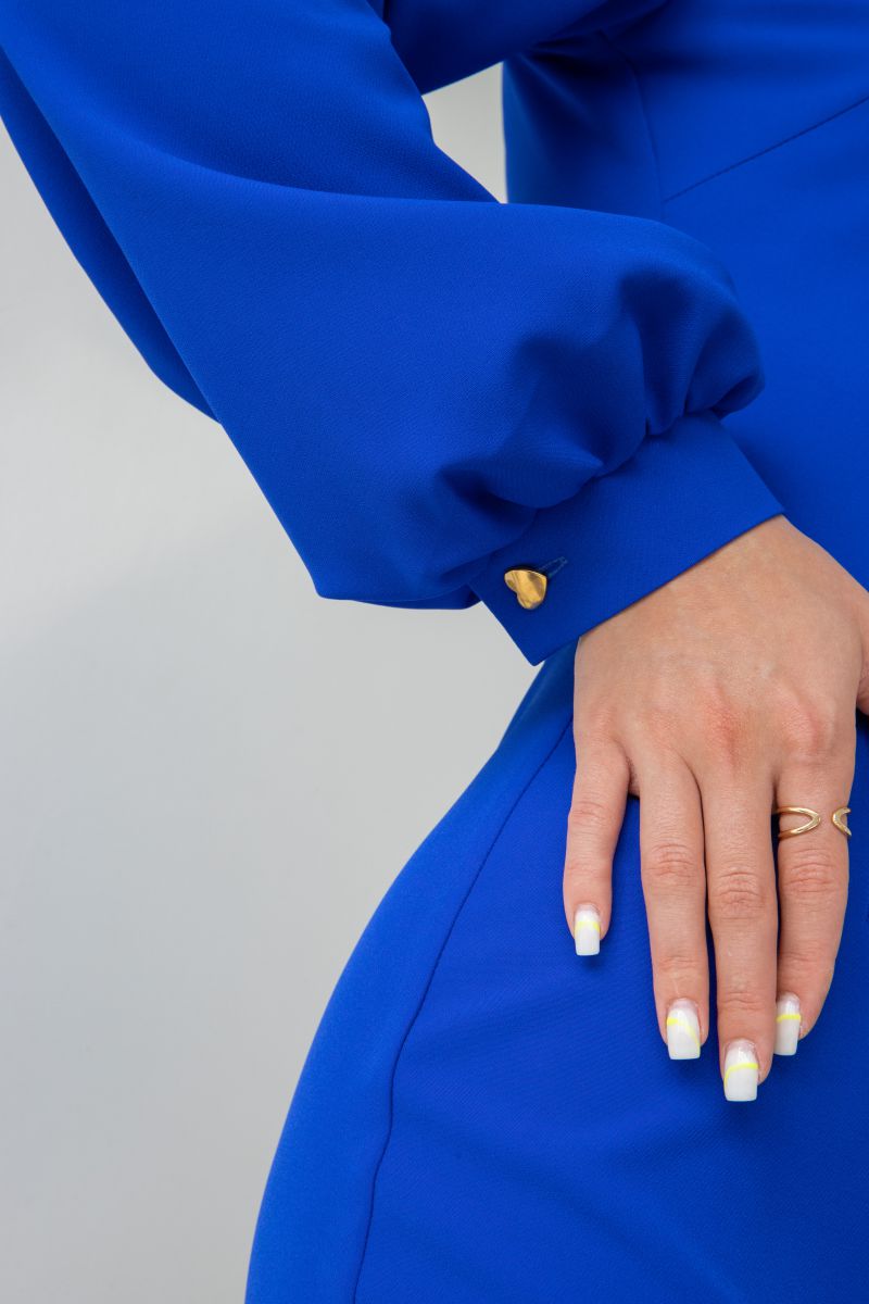 Сукня міні синя з костюмної тканини 3