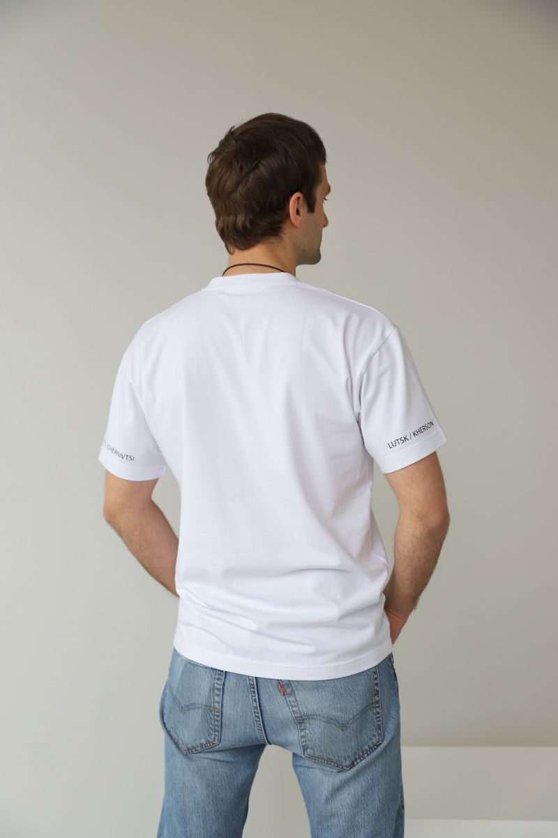 Чоловіча футболка білого кольору із принтом Mriya 4
