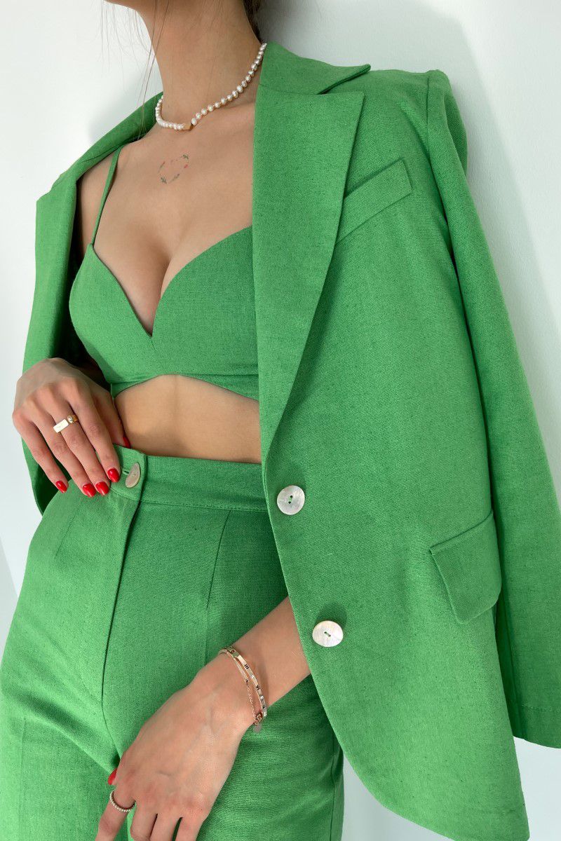 Піджак лляний зеленого кольору 7