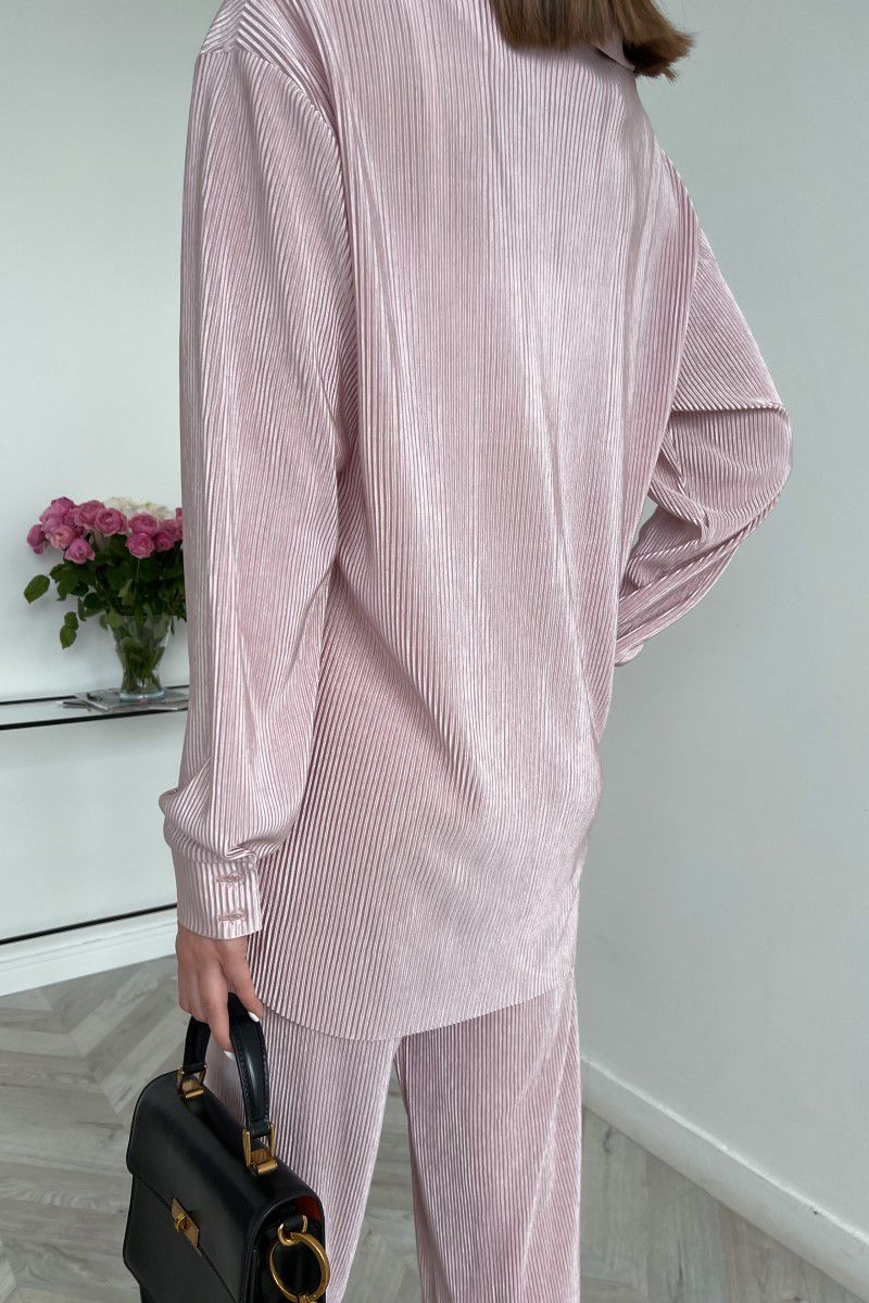 553)Сорочка плісована від костюму зі штанами Колір рожевий 4