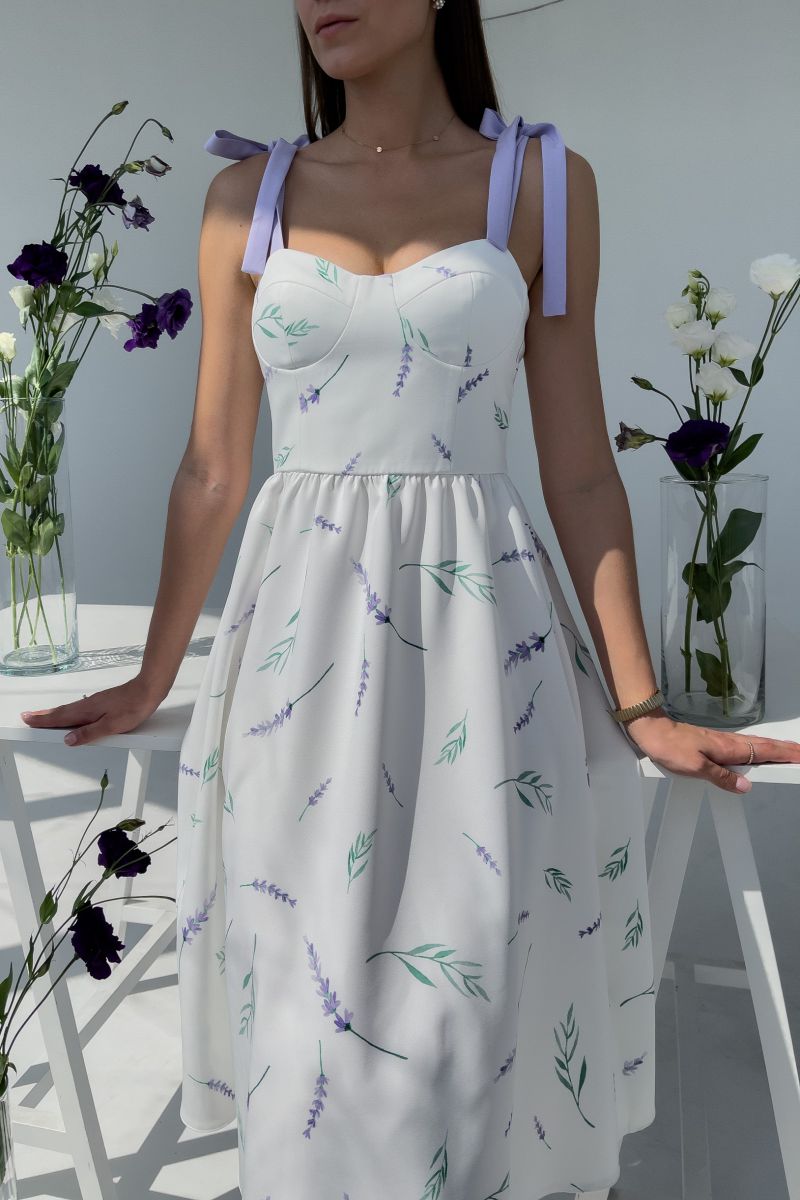 Сарафан міді Lavender білий з костюмної тканини 7