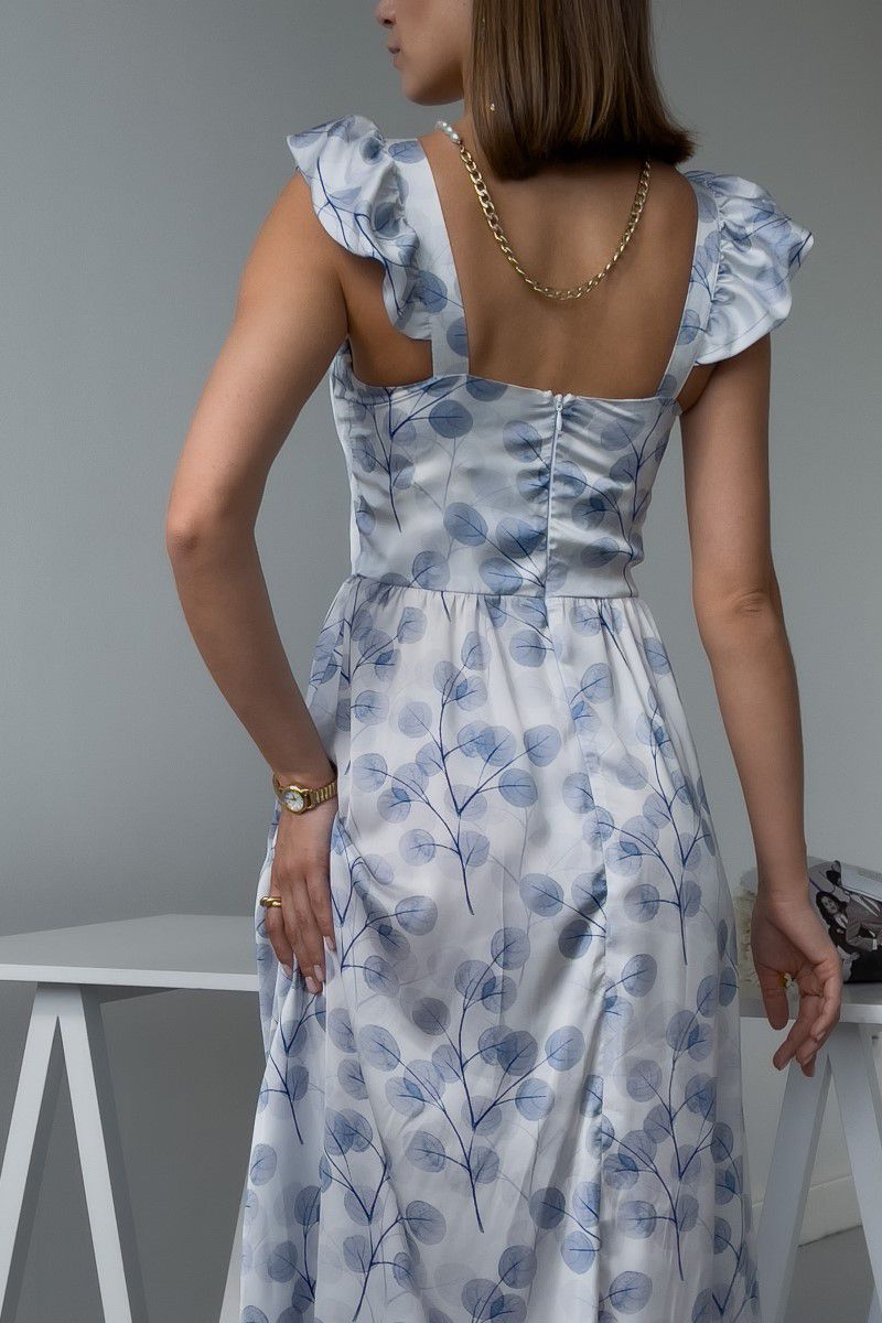 Корсетна сукня міді блакитна з відрізною талією 6
