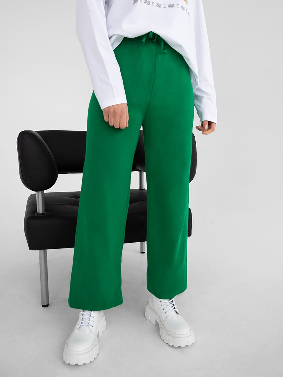 Штани вільного крою зеленого кольору 3