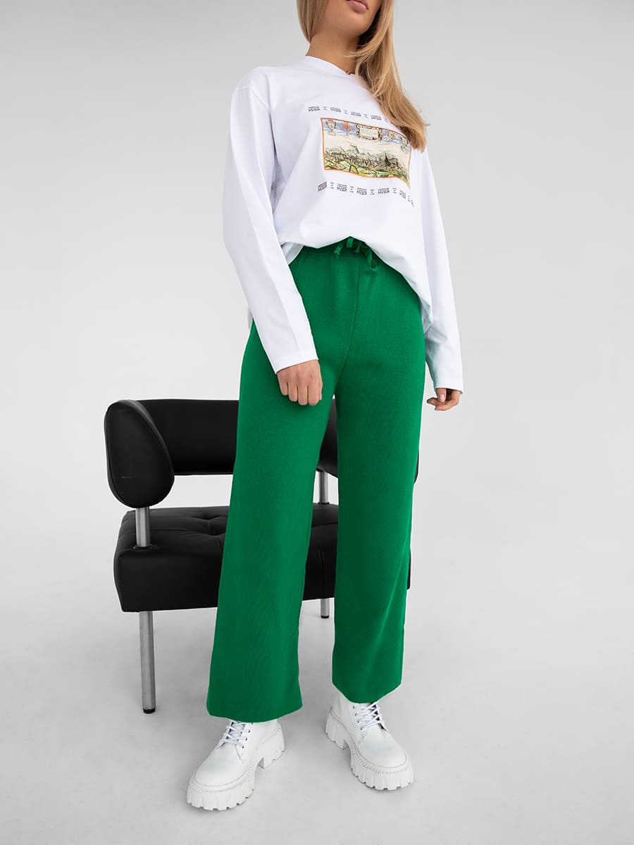 Штани вільного крою зеленого кольору 2