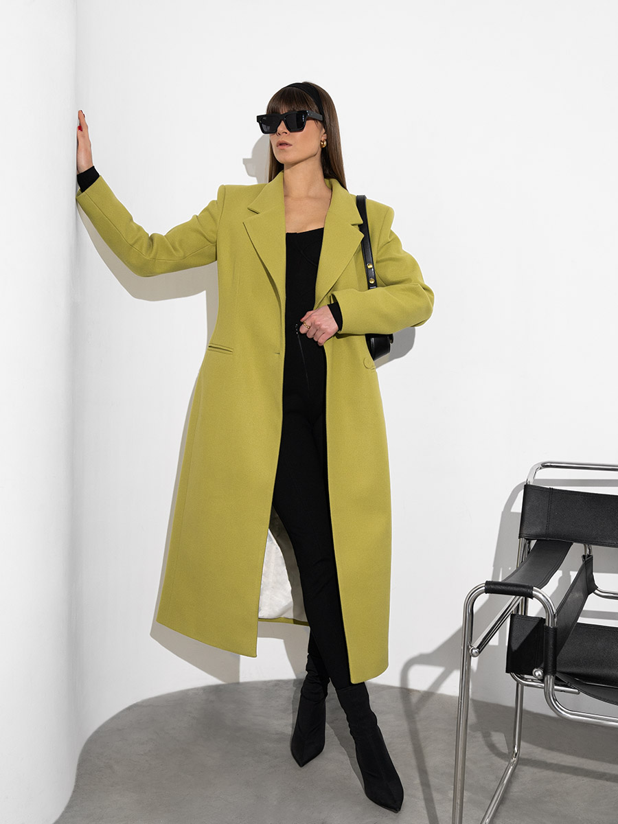 Пальто силуетне оливкового кольору 3