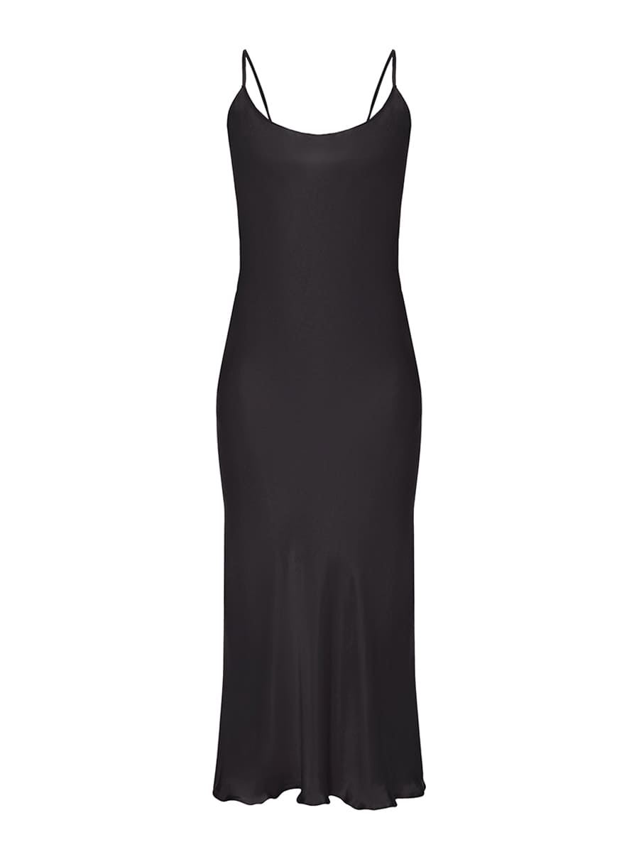 Сукня міді силуетна шовкова чорного кольору 2