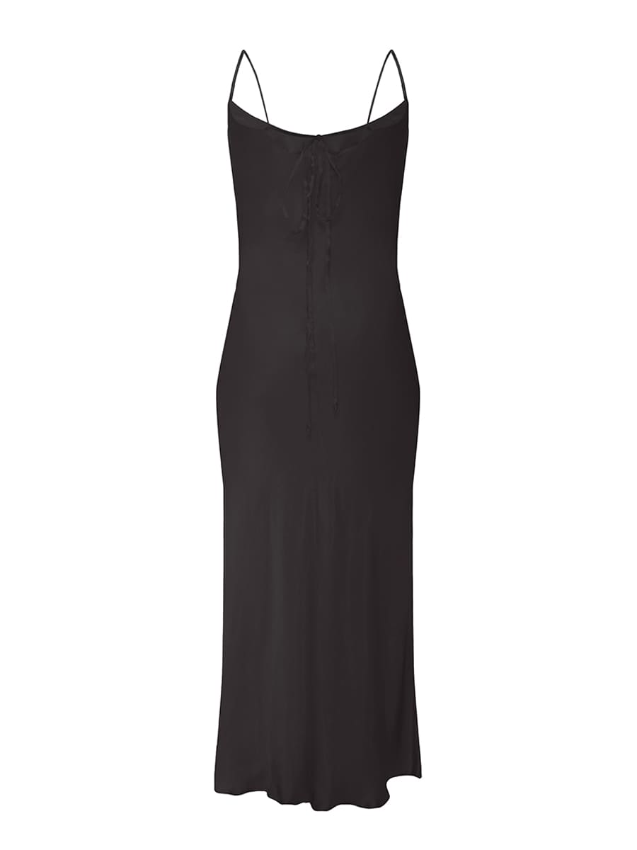 Сукня міді силуетна шовкова чорного кольору 3