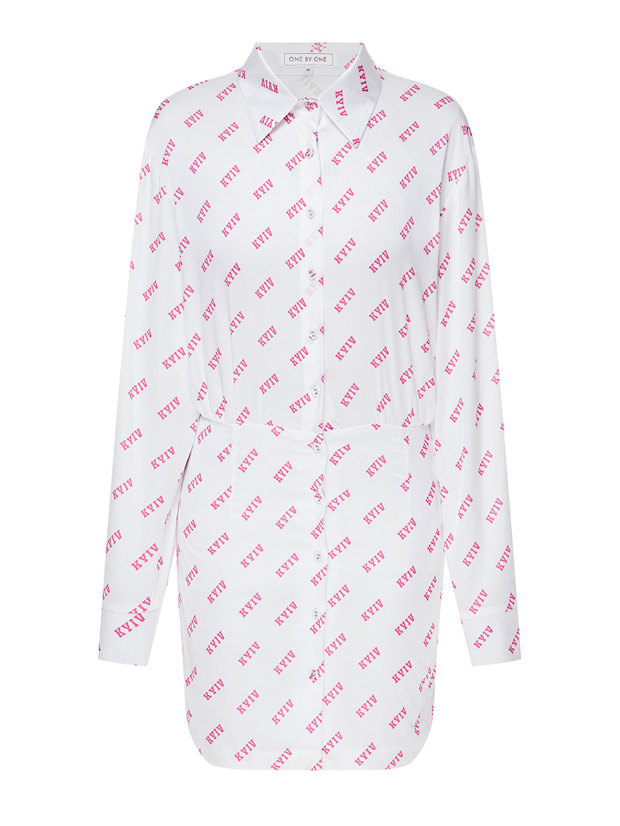 Сукня міні білого кольору з рожевим принтом Київ 5