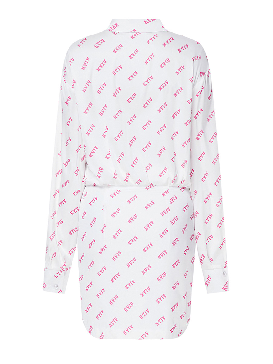 Сукня міні білого кольору з рожевим принтом Київ 6