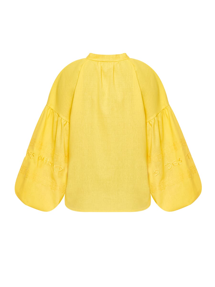 Сорочка вишиванка лляна жовтого кольору 3