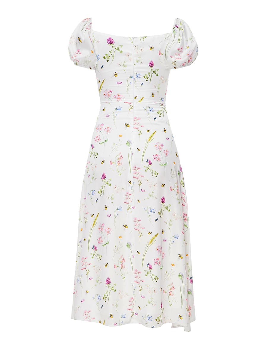 Сукня міді сатинова молочного кольору Blooming garden 5