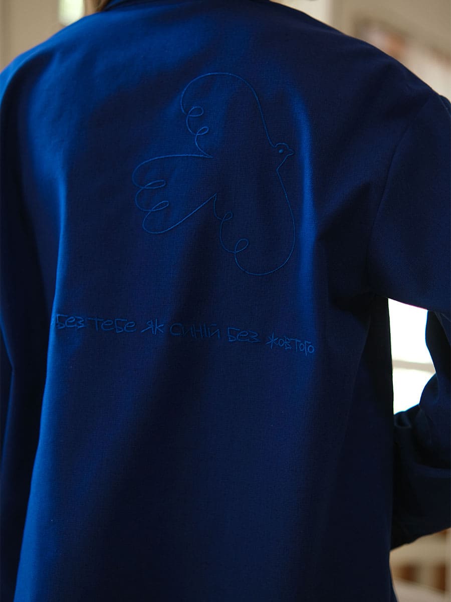 Сорочка лляна синього кольору з вишивкою 7