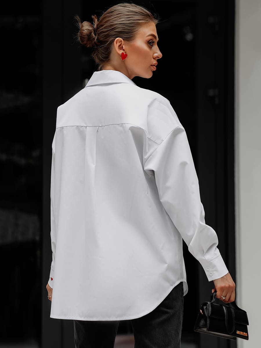 Сорочка бавовняна білого кольору з вишивкою Amore 7