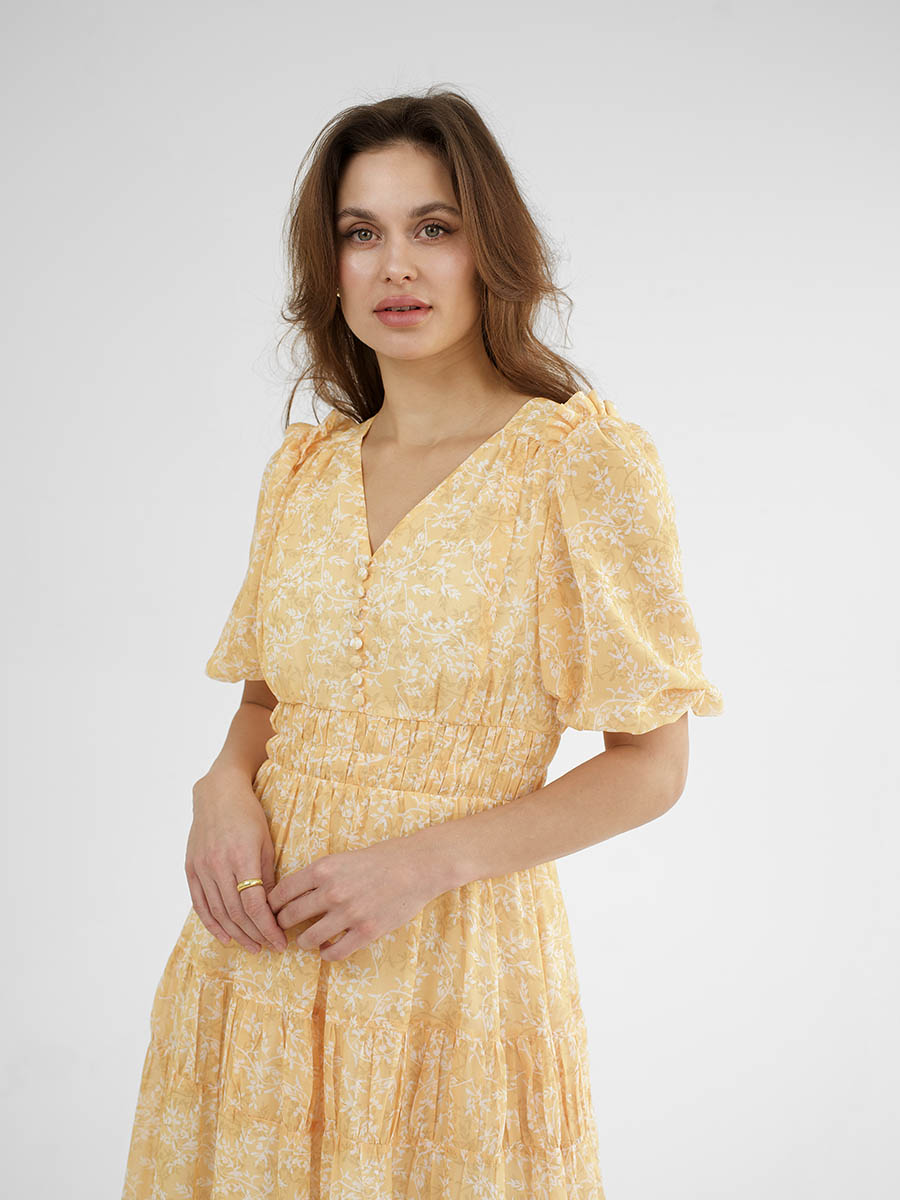 Сукня міді жовтого кольору в квітковий принт 2