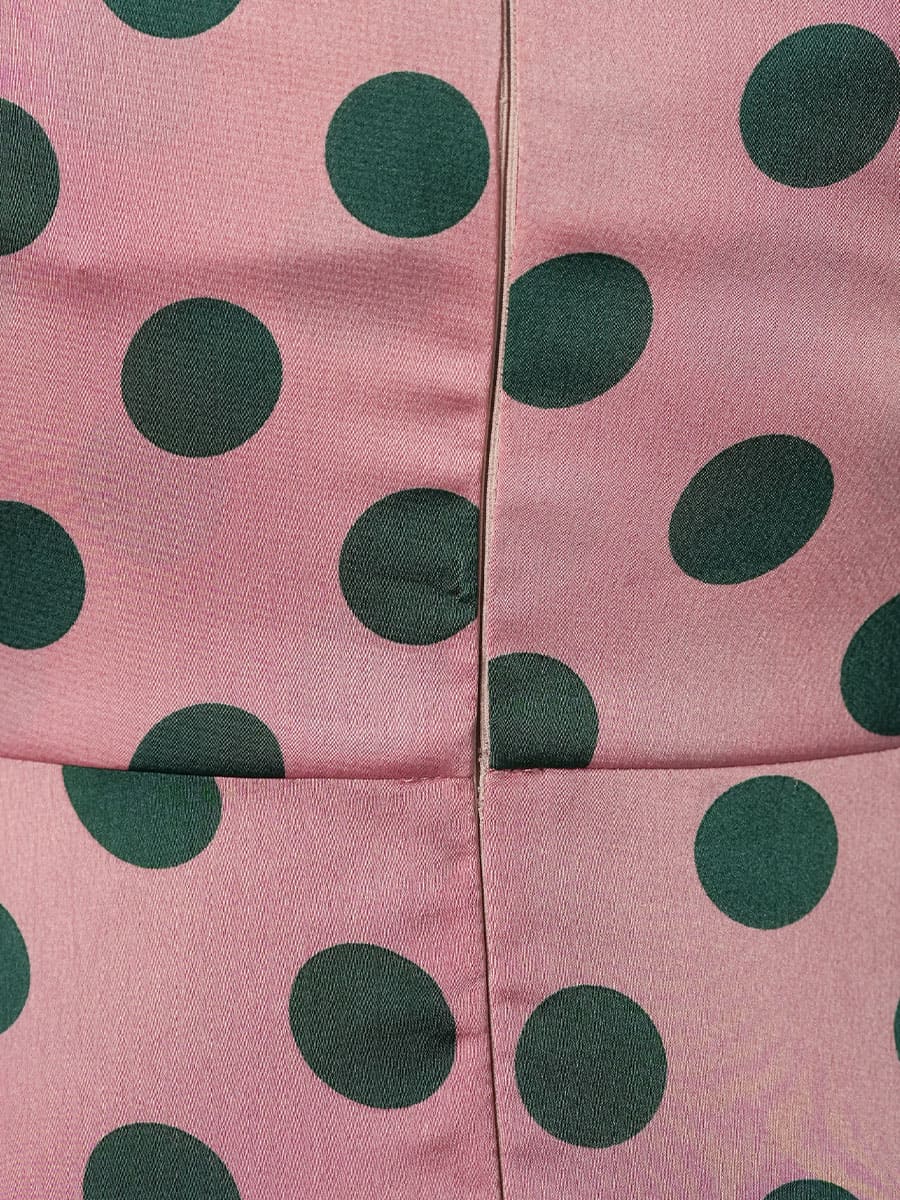 Сукня міді рожевого кольору в зелений горох 4