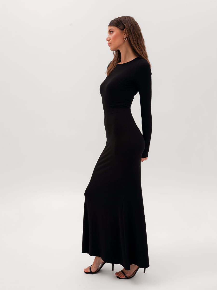 Сукня міді силуетна чорного кольору 4