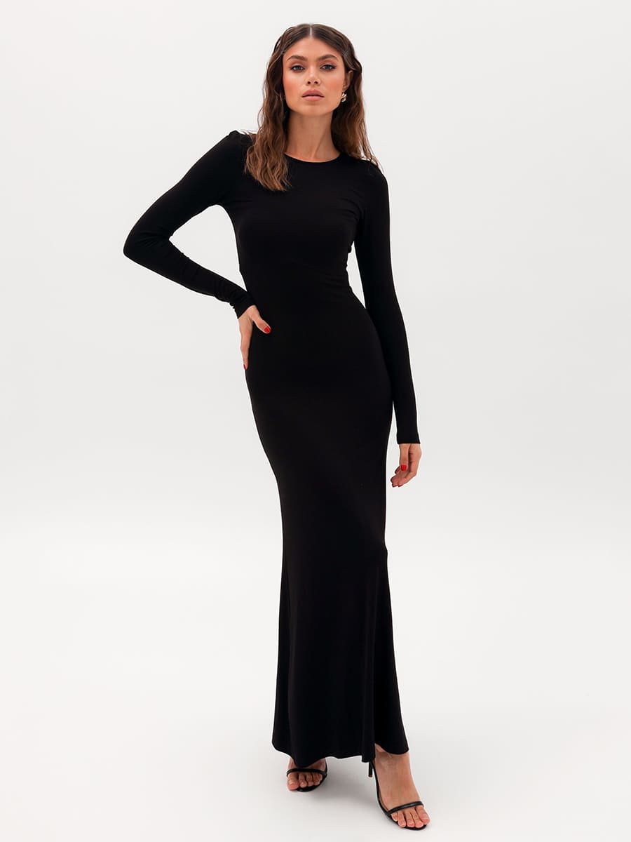 Сукня міді силуетна чорного кольору 6