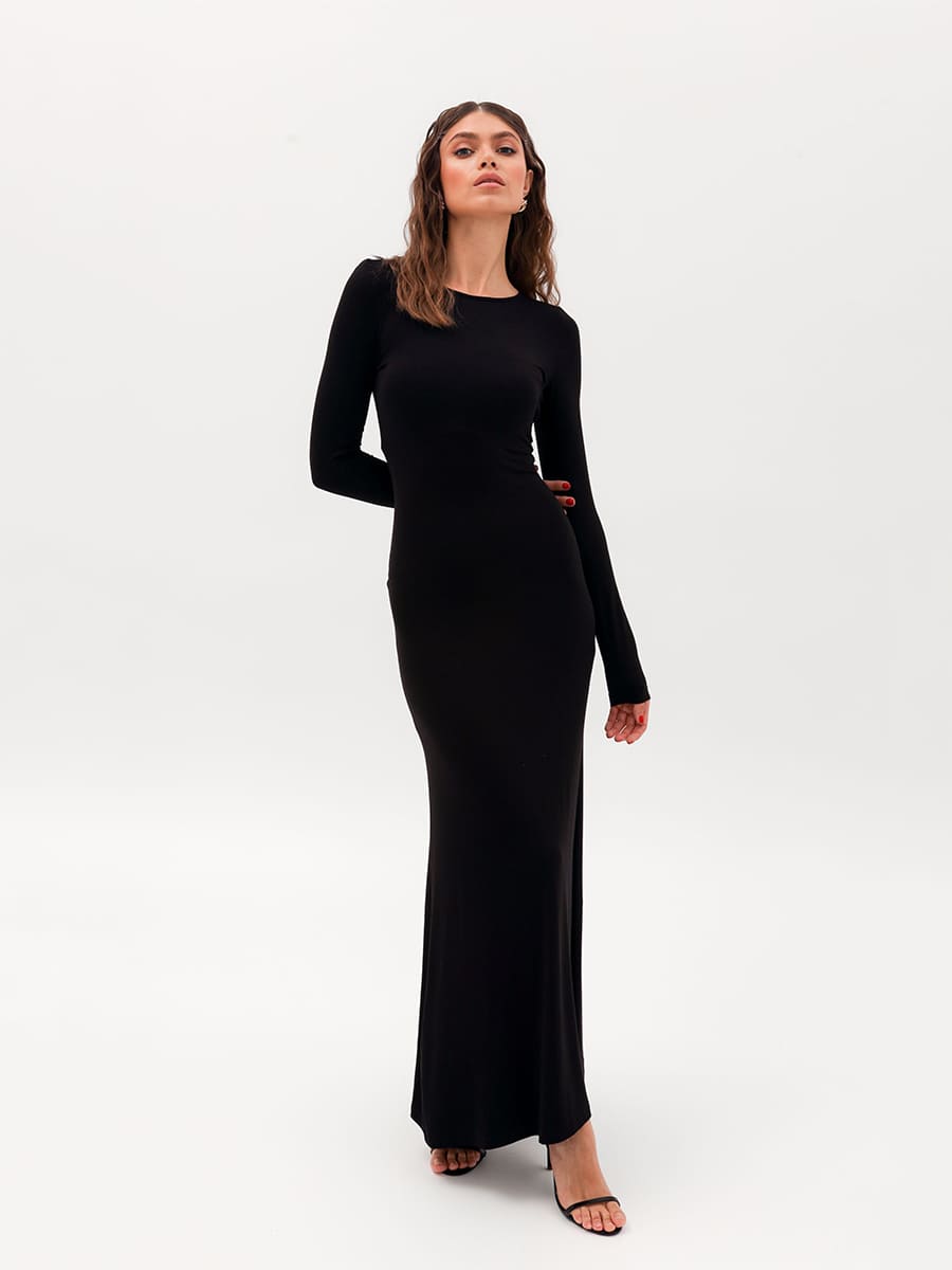 Сукня міді силуетна чорного кольору 5