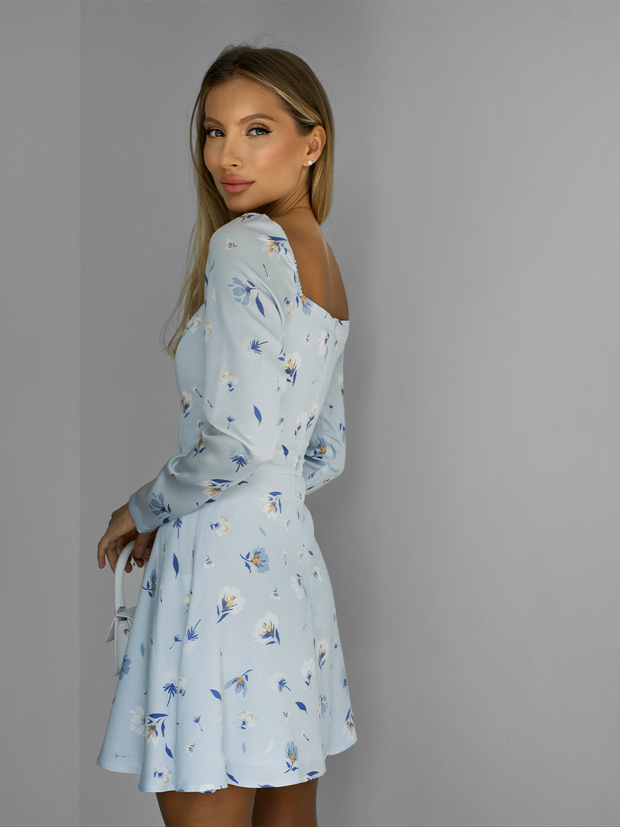 Сукня міні блакитного кольору з розрізом 7