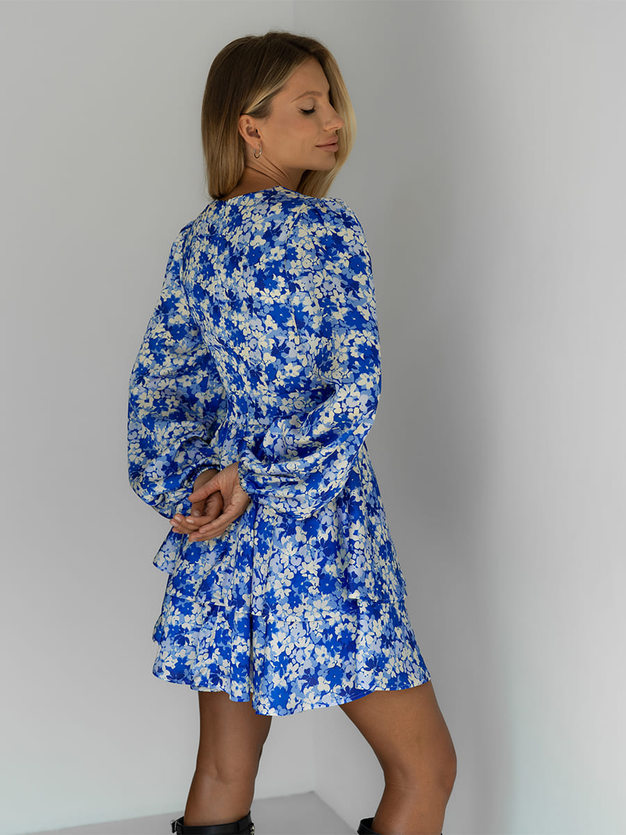 Сукня міні синьо-білого кольору Blue flowers 7