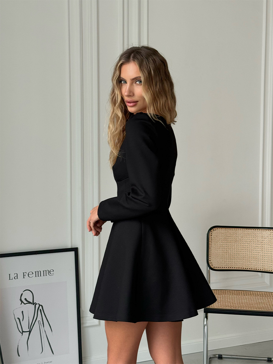 Сукня міні корсетна чорного кольору з відстрочками 2