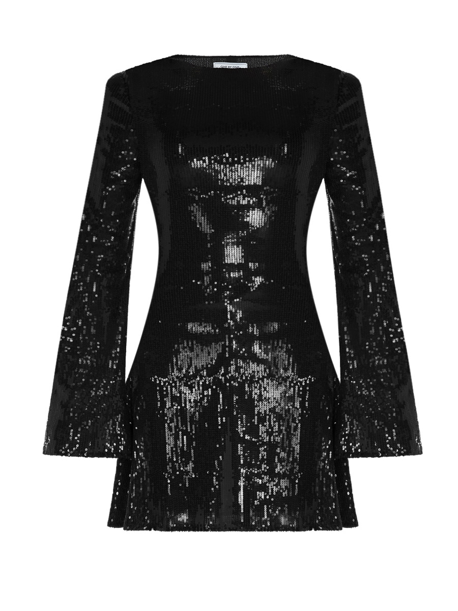 Міні-сукні чорного кольору в паєтку 7