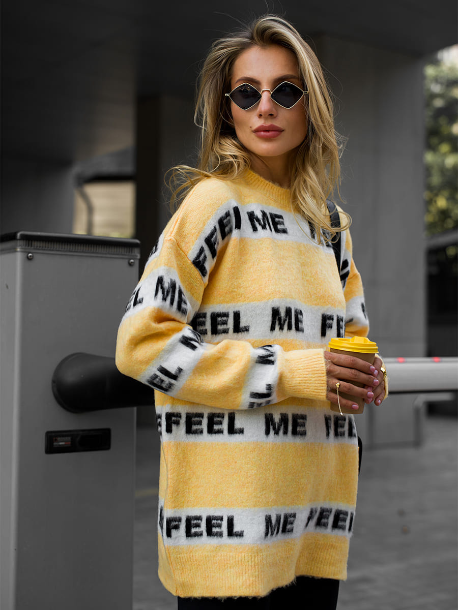 Светр жовтий в білу смужку FEEL ME 1 Светр жовтий в білу смужку FEEL ME 1