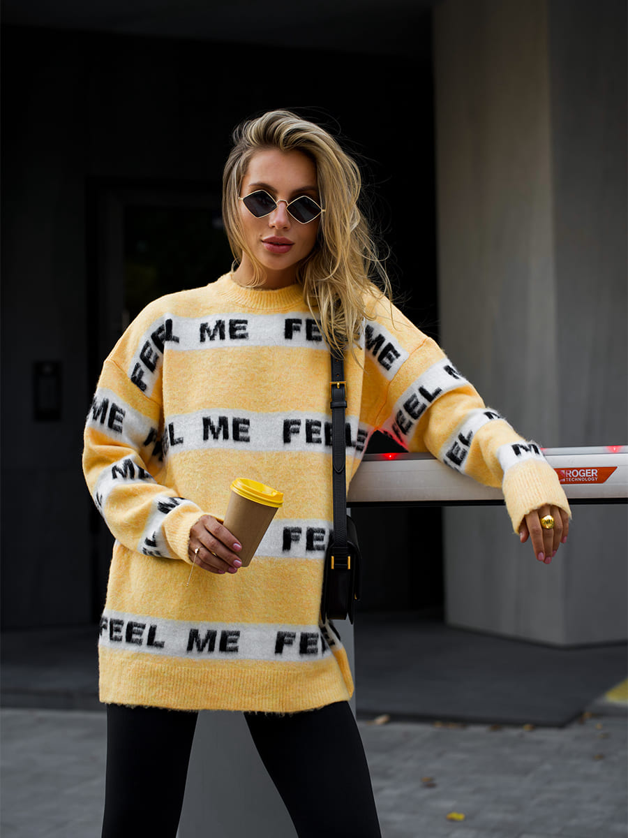 Светр жовтий в білу смужку FEEL ME 2 Светр жовтий в білу смужку FEEL ME 2