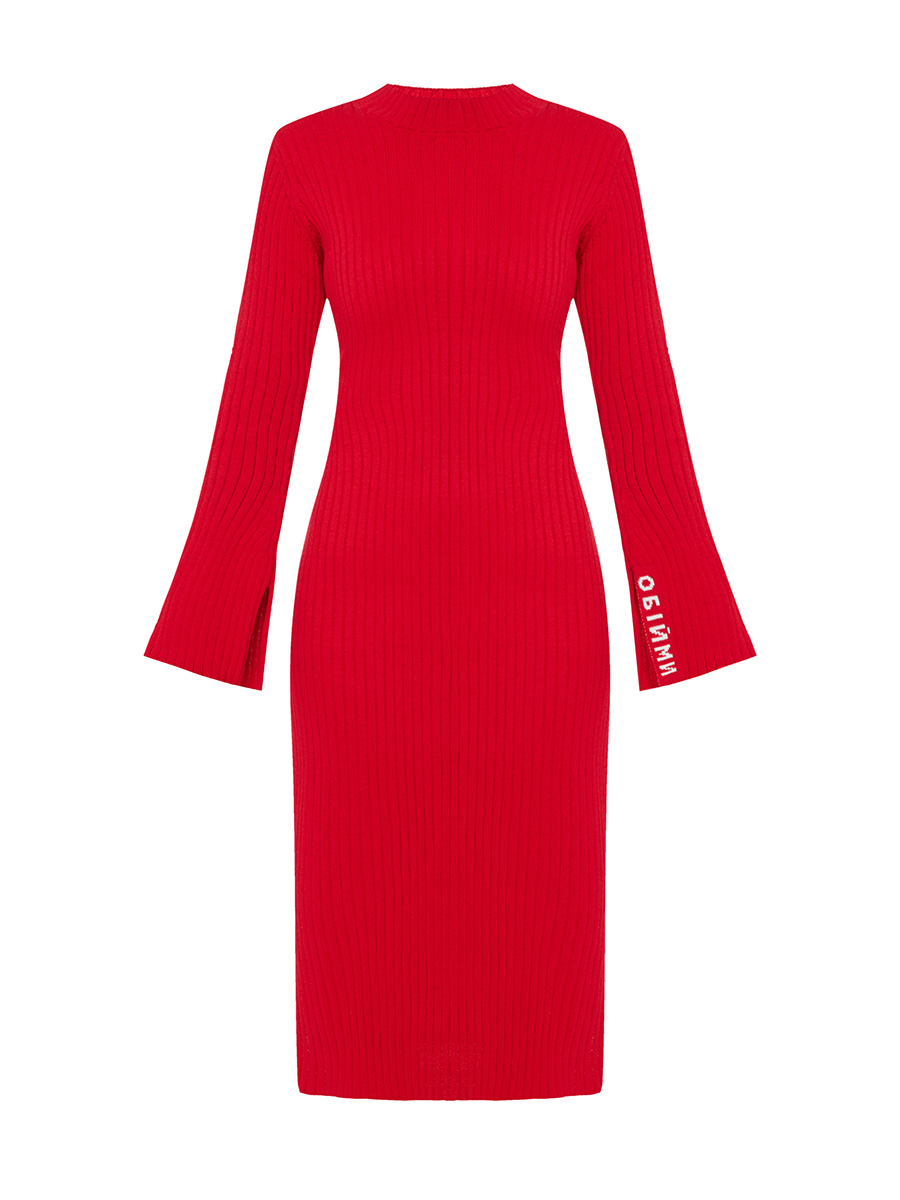 Сукня міді червоного кольору з принтом Обійми 12