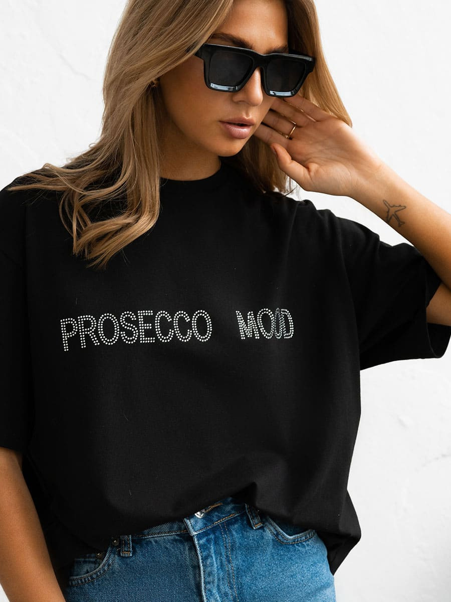 Футболка черная с принтом PROSECCO MOOD 1 Футболка черная с принтом PROSECCO MOOD 1