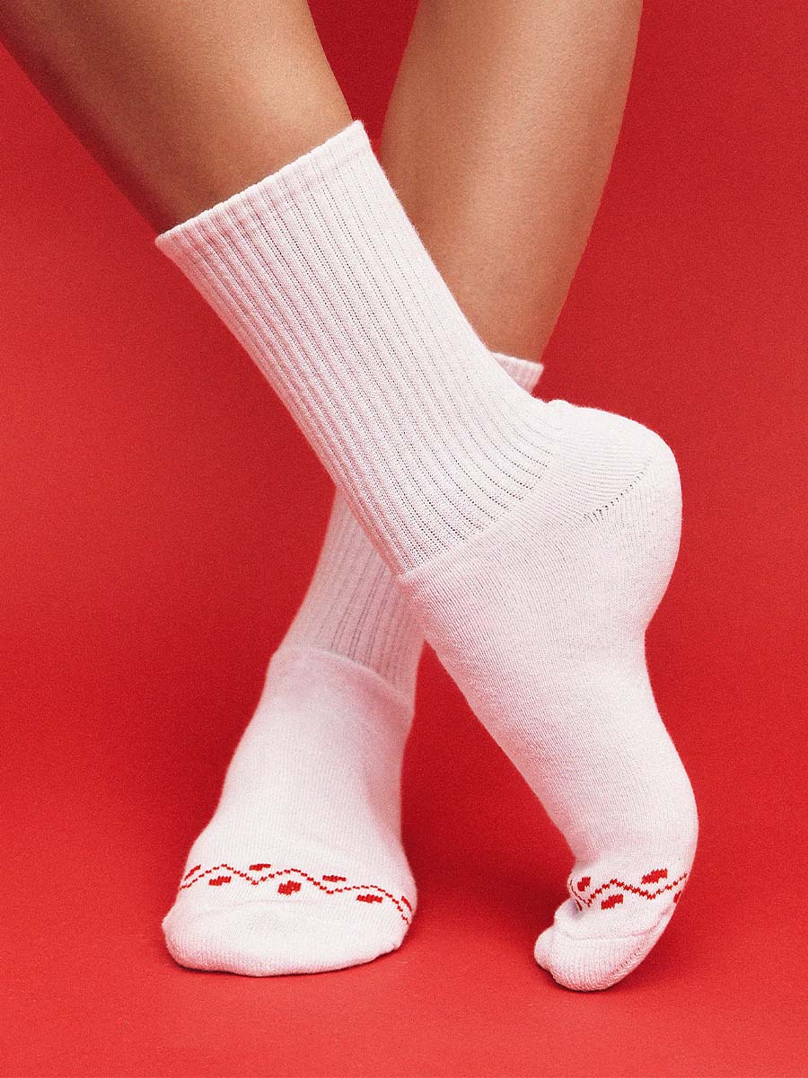 Шкарпетки білого кольору з принтом Обійми 3