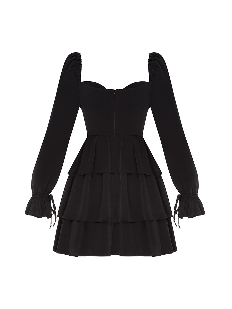 Сукня міні чорного кольору корсетна з рюшем 9