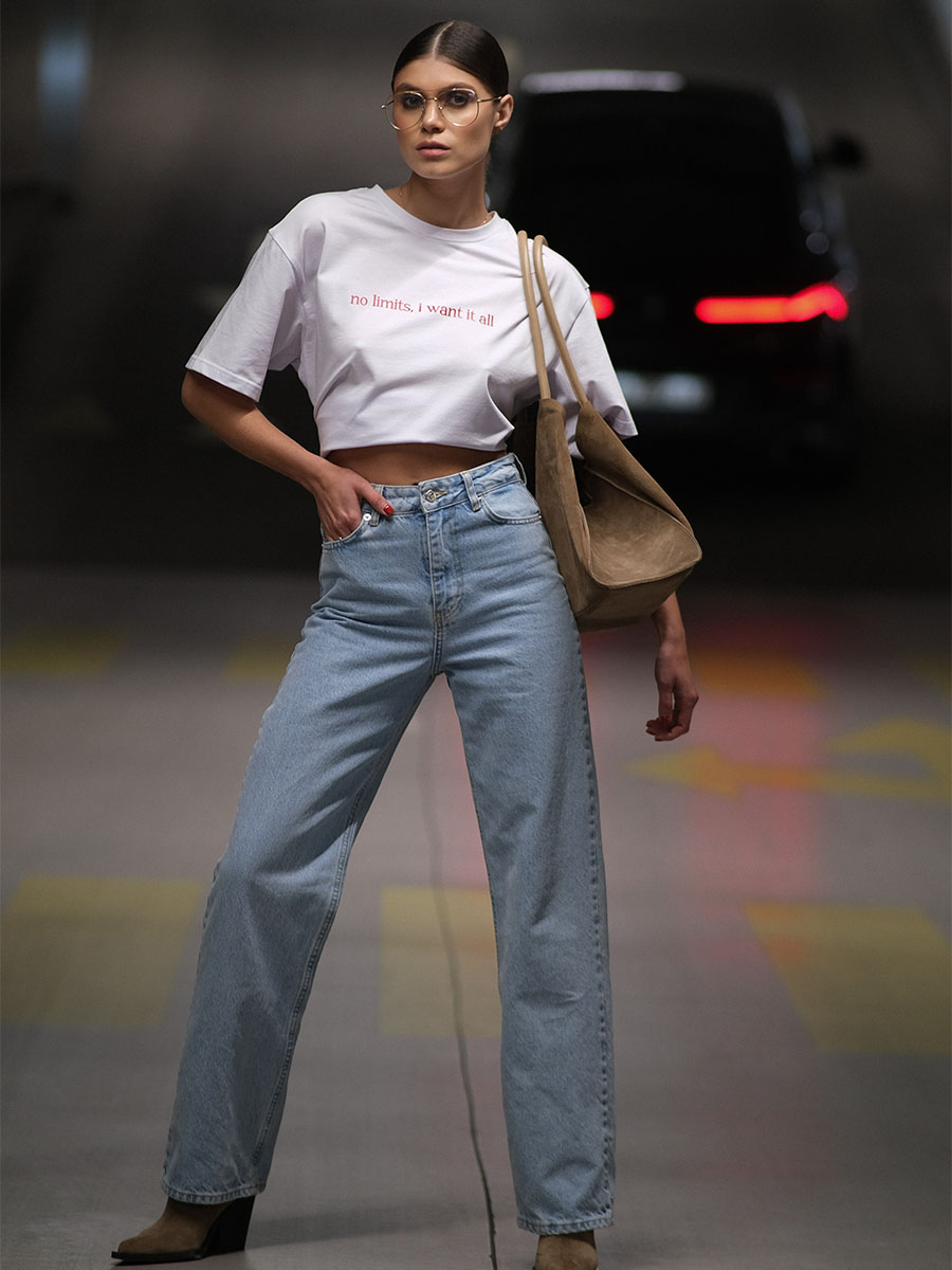 Футболка oversize белого цвета с принтом No limits, i want it all 4 Футболка oversize белого цвета с принтом No limits, i want it all 4