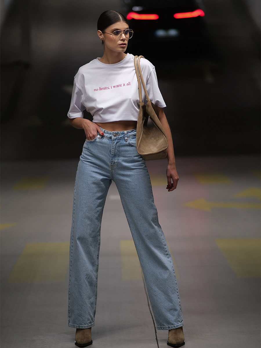 Футболка oversize белого цвета с принтом No limits, i want it all 3 Футболка oversize белого цвета с принтом No limits, i want it all 3