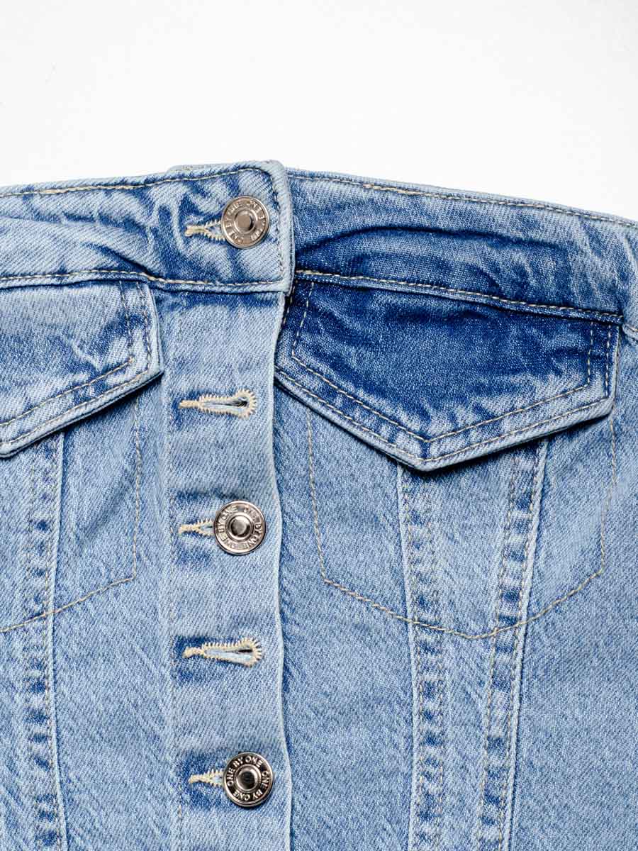Топ-корсет джинсовий блакитний на ґудзиках 3